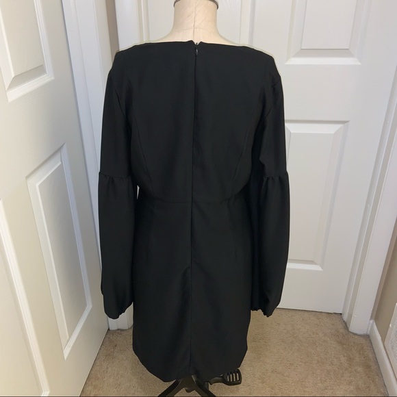 AVEC LES FILLES Black Long Sleeve Crepe Dress 8 - Picture 6 of 12